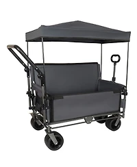 Streamdale Furniture Streamdale 3-in-1 Folding Wagon Cart with Bench, Canopy, and Storage