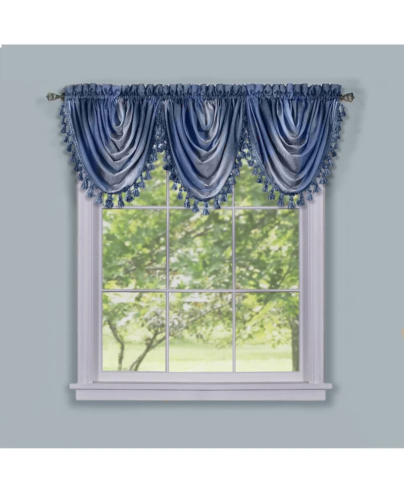 GoodGram Royal Ombre Crushed Semi Sheer Complete 6 Piece Window Curtain and Valance Set