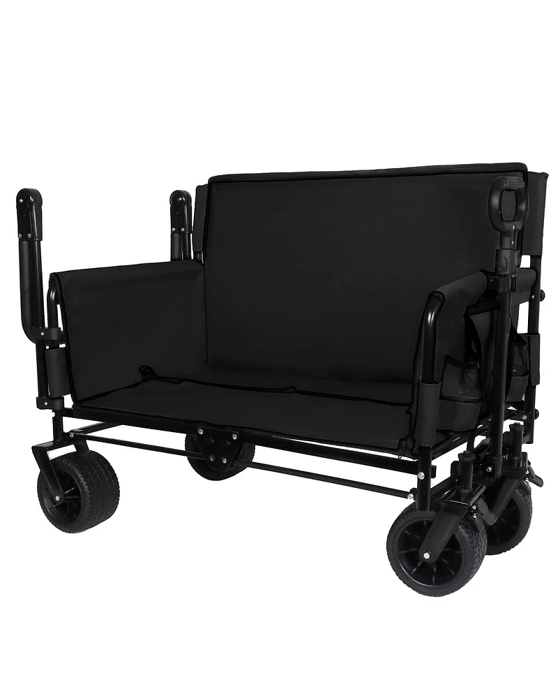 Streamdale Furniture 3-in-1 Folding Wagon Cart with Bench Seat, Canopy and Storage, 500lbs Capacity