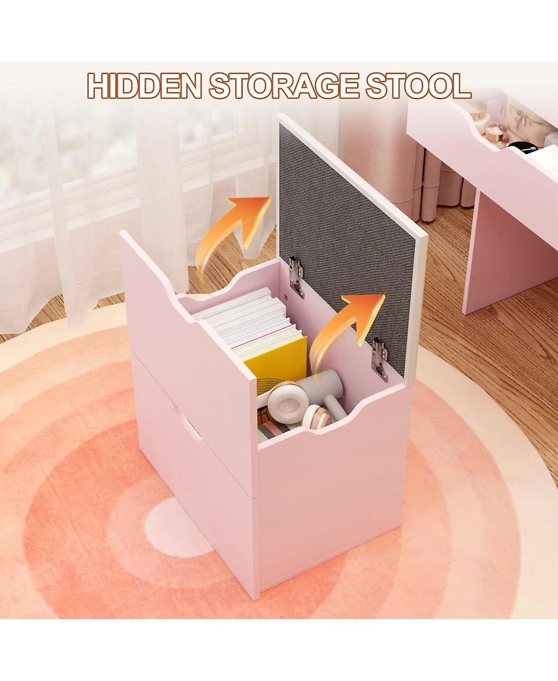 Streamdale Furniture 3-in-1 Multifunctional Dressing Table Set with Mirror, Drawers