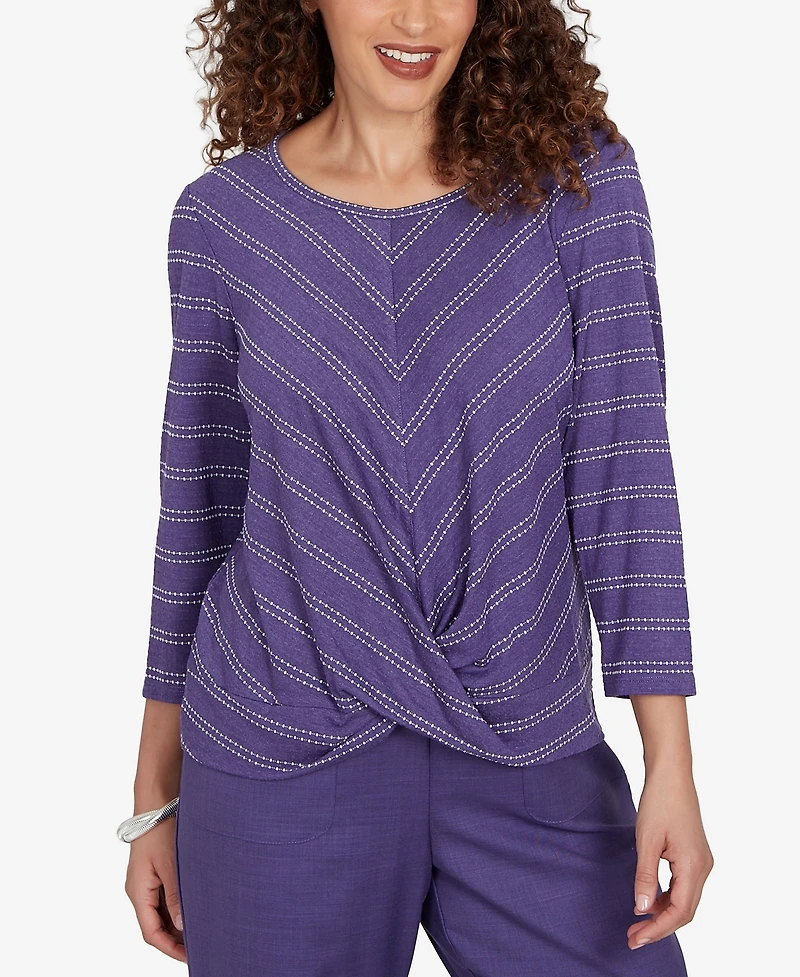 Alfred Dunner Women's Grand Bazaar Twisted Hem Chevron Top