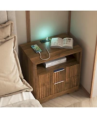 Streamdale Furniture Smart Nightstand with Charging Station and Storage Cabinet