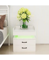 Streamdale Furniture 2-Drawer Nightstand with Adjustable Led Strip Light