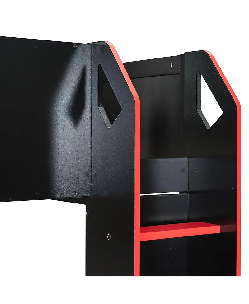 Streamdale Furniture Full Size Wood Loft Bed with Desk, Storage, and Rgb Lights