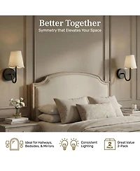 Bell + Howell Set of 2 Scallop Shade Dimmable Led Rechargeable Cordless Touch Control Lights Wall Sconces