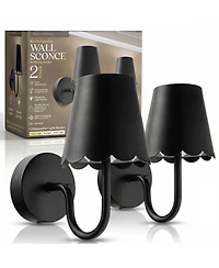 Bell + Howell Set of 2 Metal Scallop Shade Dimmable Led Rechargeable Cordless Touch Control Lights Wall Sconces
