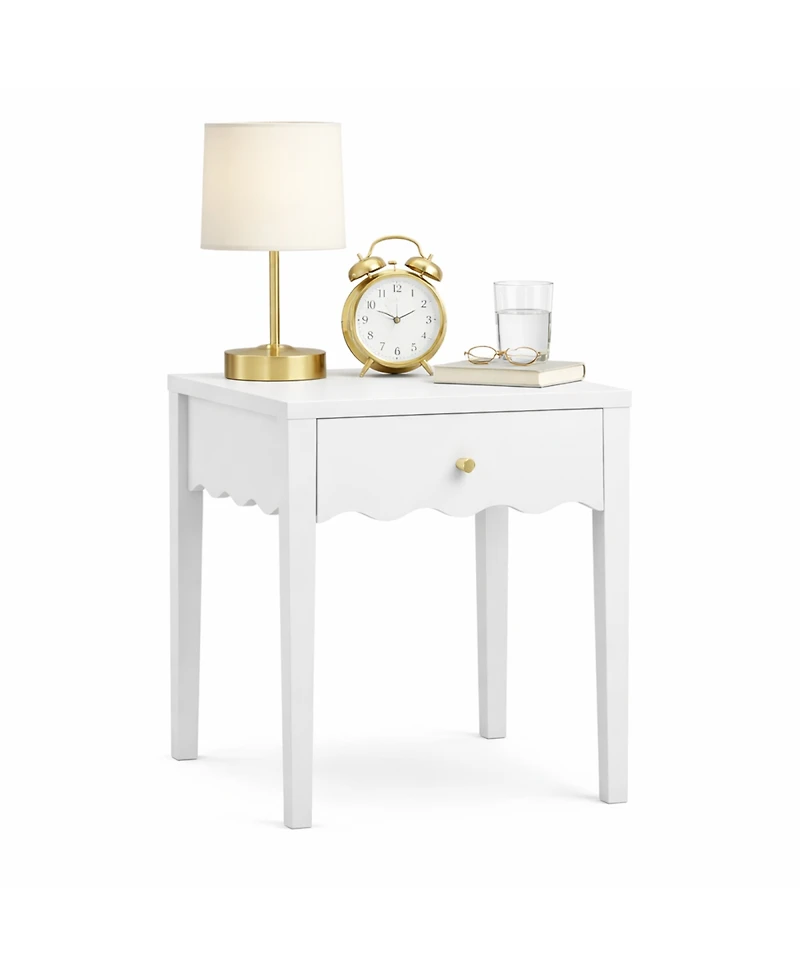 Streamdale Furniture Modern Nightstand with Drawer and Wavy Apron Design