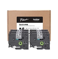Brother P-Touch TZE2316PKB 0.5 in. TZe Series Standard Adhesive Laminated Labeling Tape
