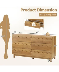 Streamdale Furniture 60" 6-Drawer Wave Front Dresser and Tv Stand