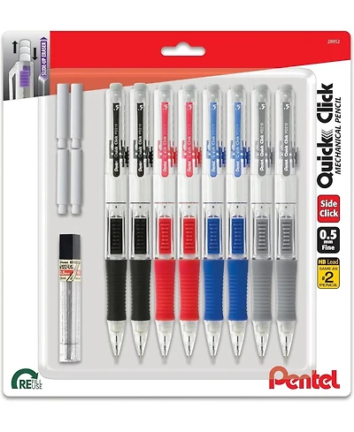 Pentel Quick Click Mechanical Pencil, 0.5mm, Plus Lead and Eraser, 8-pack