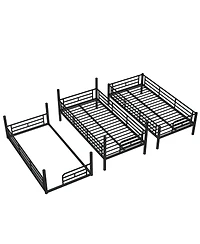 Streamdale Furniture Twin Over Twin Over Twin Metal Triple Bunk Bed with Safety Guardrails