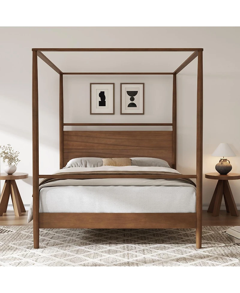 Streamdale Furniture Solid Wood Four-Poster Canopy Bed Frame, Full Size