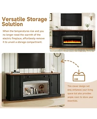 Streamdale Furniture Farmhouse Electric Fireplace Tv Stand for TVs up to 70", Walnut