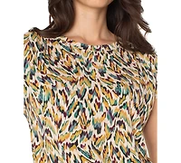 Liverpool Los Angeles Petite Boat-Neck Printed Knit Top