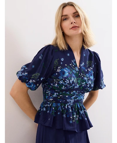 Phase Eight Women's Safa Puff Sleeve Floral Blouse