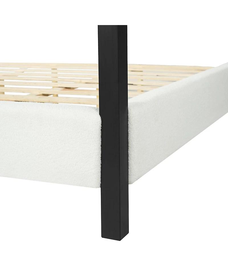 Streamdale Furniture Modern Metal Canopy Bed with Plush Boucle Upholstery, Queen