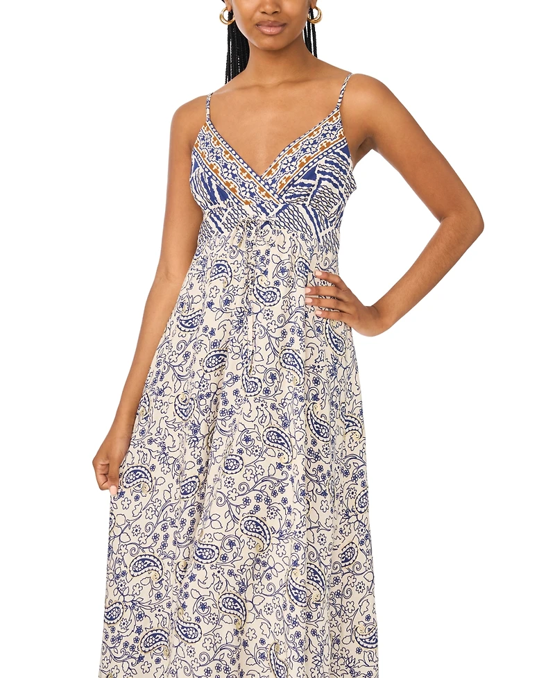 Msk Women's Flowy Tie-Front V-Neck Midi Dress