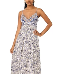 Msk Women's Flowy Tie-Front V-Neck Midi Dress
