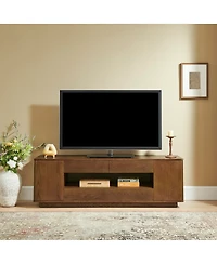 Streamdale Furniture 59" Mid-Century Modern Walnut Tv Stand with Storage and Drawers