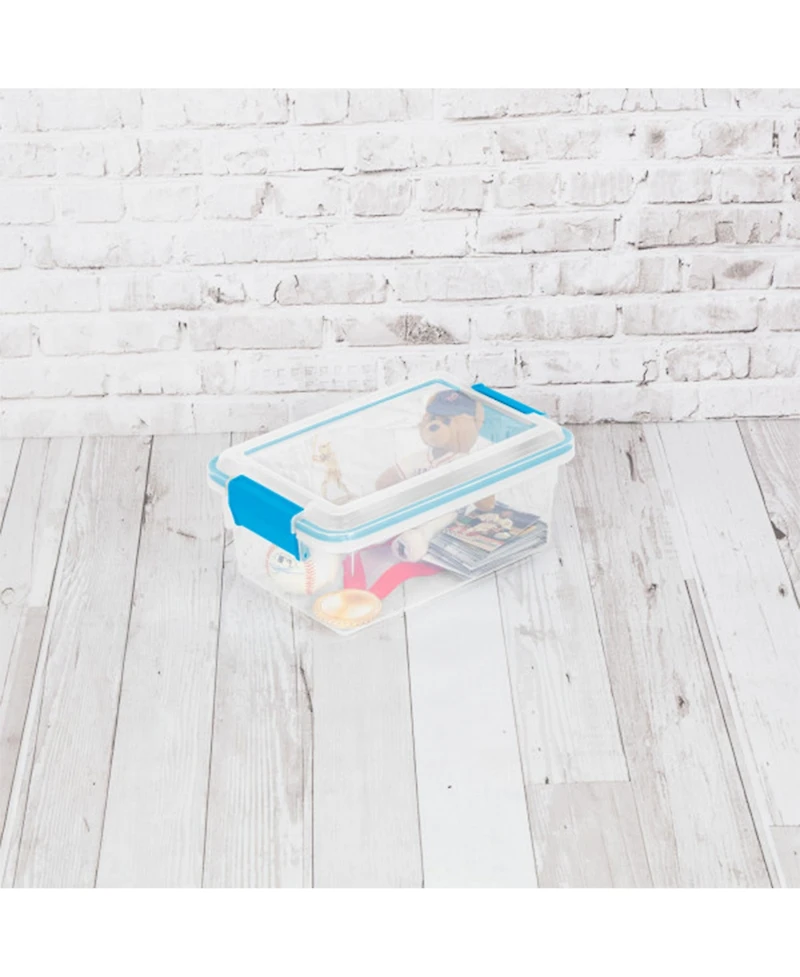 Sterilite 7.5 Quart Gasket Box, Stackable Storage Bin with Latching Lid, 6 Pack
