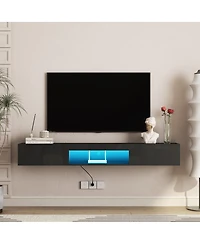 Streamdale Furniture 69" Modern Floating Tv Stand with 16-Color Led Lights for 65" TVs