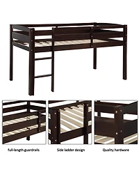 Streamdale Furniture Twin Wood Loft Bed Low Loft Beds with Ladder,Twin