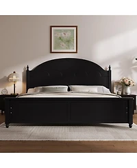 Streamdale Furniture King size Wooden Bed Frame with Arched Headboard and Classic Design