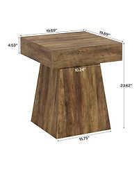 Tribesigns Square Side Table Set of 2, Farmhouse Small End Table with Wide Base, Rustic Small Nightstand Beside Bed