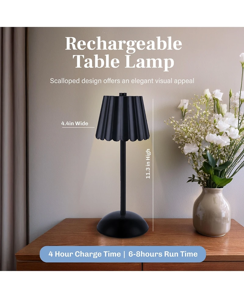 Bell + Howell Rechargeable Scalloped Design Portable Led Light with 3 Dimmable Modes Table Lamp