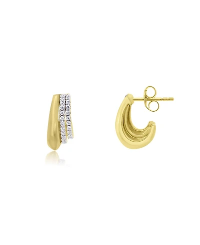The Lovery Triple Cz Huggie Hoop Earrings 14K Sterling Silver