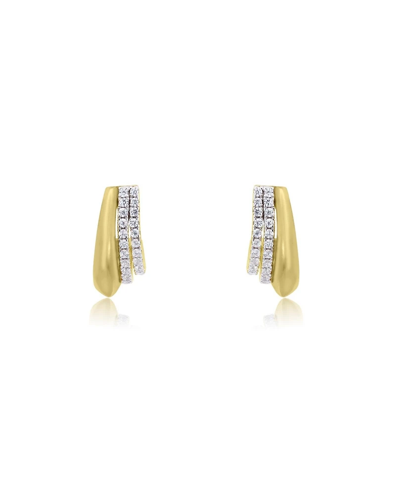 The Lovery Triple Cz Huggie Hoop Earrings 14K Sterling Silver