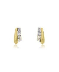 The Lovery Triple Cz Huggie Hoop Earrings 14K Sterling Silver