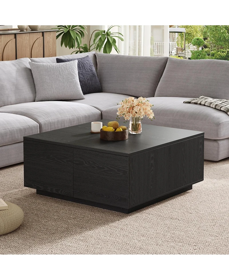 Streamdale Furniture 33.25" Square Coffee Table with 4 Drawers