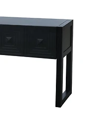 Streamdale Furniture Geometric Carved Console Table with 3 Soft-Close Drawers