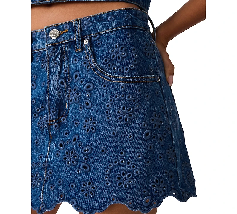 Steve Madden Women's Delilah Eyelet Non-Stretch Skort