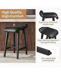 homfan Set of 2/4 Counter Height Bar Stools, Wood Frame, Wide Pu Leather Upholstered Seats, Comfortable, Ideal for Kitchen Island,