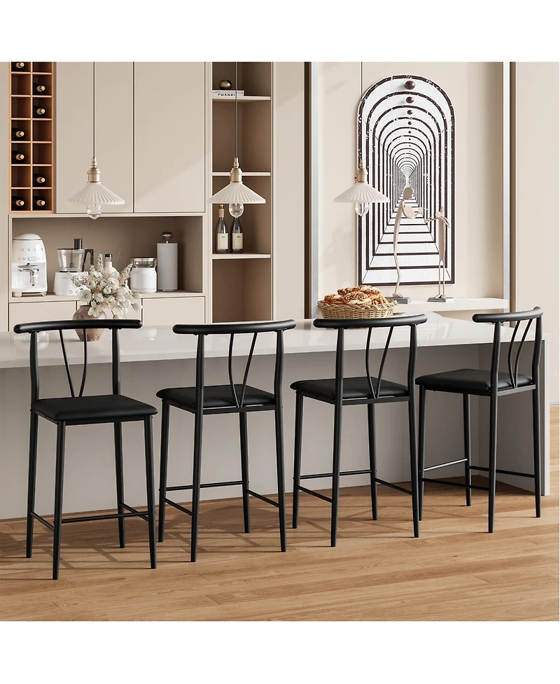 homfan Set of Comfortable Counter Height Bar Stools Set - 25 Inch Barstools with Backrest and Footrest