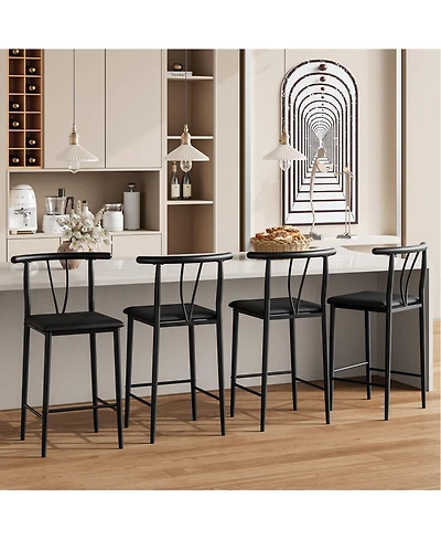 homfan Set of Comfortable Counter Height Bar Stools Set - 25 Inch Barstools with Backrest and Footrest