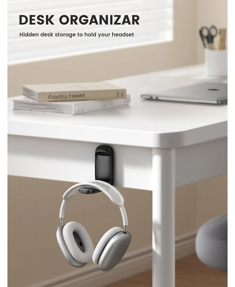Lamicall Foldable Headphone Stand, Holder Hook Mount, Adhesive Hanger Clip Under Desk