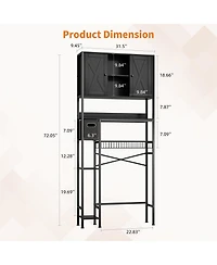 homfan Over The Toilet Storage Cabinet - 2-Door Design Bathroom Organizers Shelf, Space-Saver Above with Paper Holder