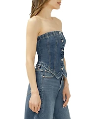 Silver Jeans Co. Women's Denim Button-Front Corset Top