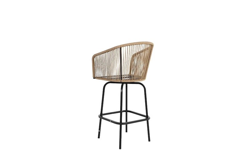 sumyeg Outdoor Bar Stools Set of 2, Rattan Bar Chairs with Armrests and Backrest for Patio or Garden