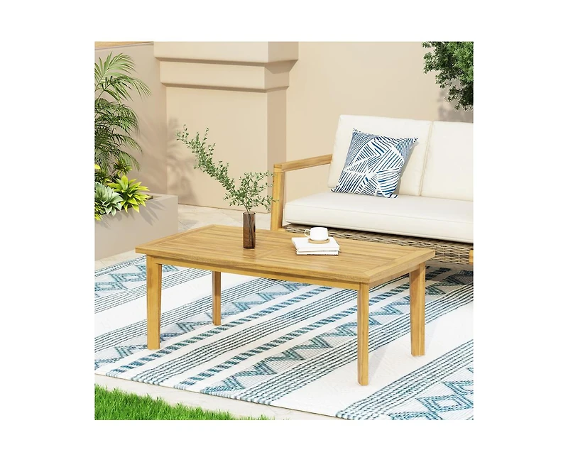 sumyeg Outdoor Acacia Wood Rectangular Coffee Table