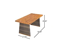 sumyeg Outdoor Acacia Wood Dining Table with Wicker Accent