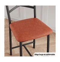homfan Modern Pu Upholstered Dining Chairs Set of 4 - Metal Bar Stools with Backrest - Comfortable, Sturdy, Ideal for Kitchen or Counter