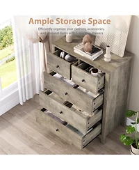 homfan Modern 5 Drawer Dresser for Bedroom - Tall Wooden Chest, Storage Organizer, Drawers Entryway, Hallway, Closet, Kids Room, Home Office