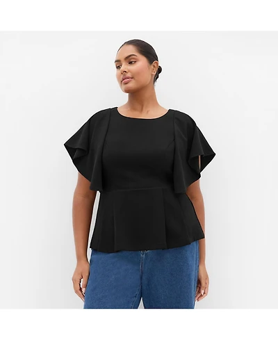 City Chic Plus Cinched Peplum Top
