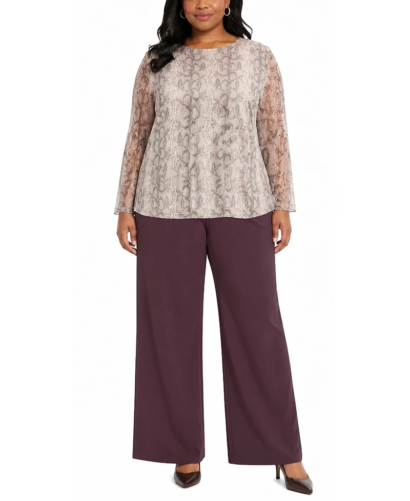 Coin 1804 Plus Python Mesh Long-Sleeve Top