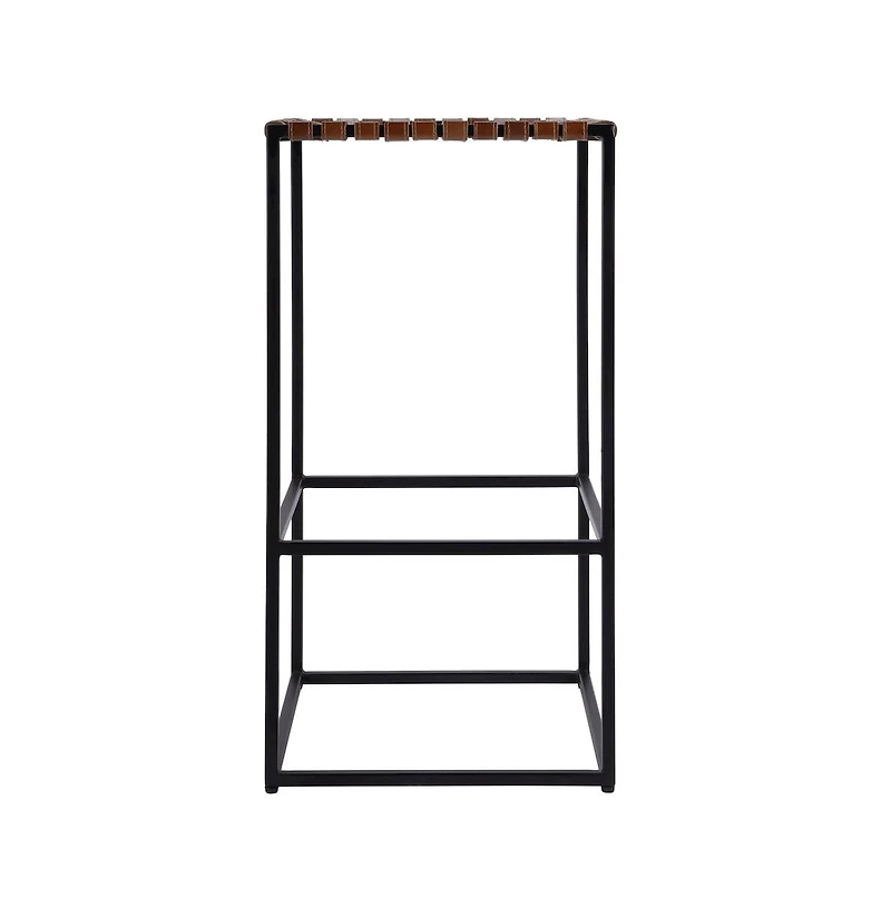 Butler Specialty 30 in. Seat Height Leather and Iron Backless Bar Stool with Footrest