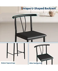 homfan Modern Counter Height Bar Stools Set of 4 - 25 Inch Pu Leather Upholstered Dining Chairs with Backrest and Footrest - Ergonomic Metal Frame
